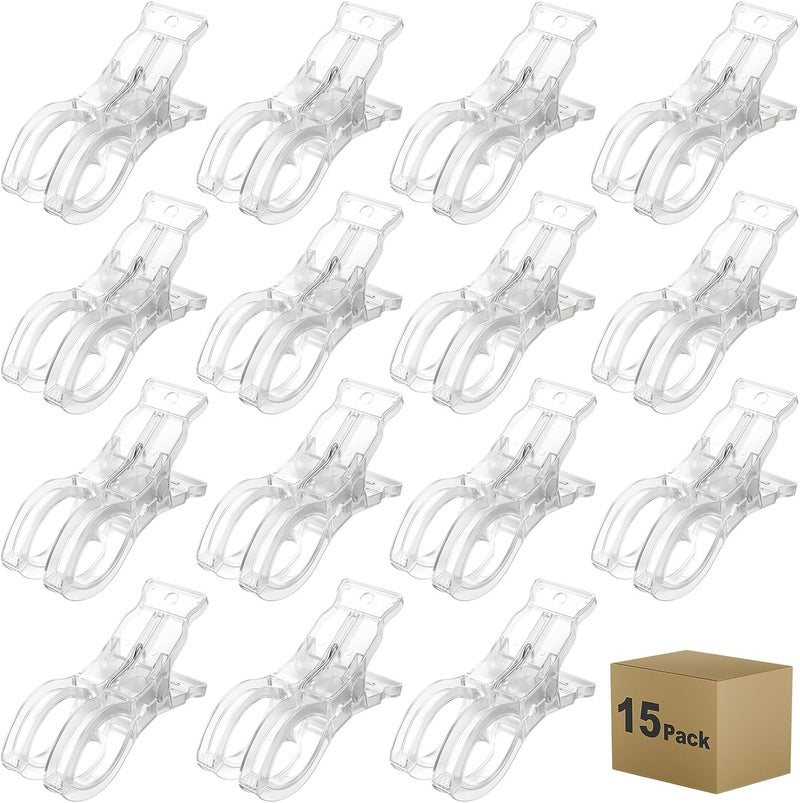 Muitcdo 15 Pack Balloon Arch Clips, Large Clear Spring Clamps for Backdrop, 3.5'' Plastic Clips Supplies for Birthday Decoration Accessories Beach Towels Crafts Swimming Pool Photography Studios - Image 1